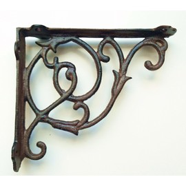SPRING LIFE Victorian style Cast Iron Ornate Shelf Bracket in 2 sizes and 3 colours (20X17, Brown)