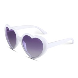 COASION Heart Sunglasses for Women Heart Shape Polarised Aesthetic Heart Glasses Party Festival Rave Heart Shaped Sunglasses, White/Gradient Grey