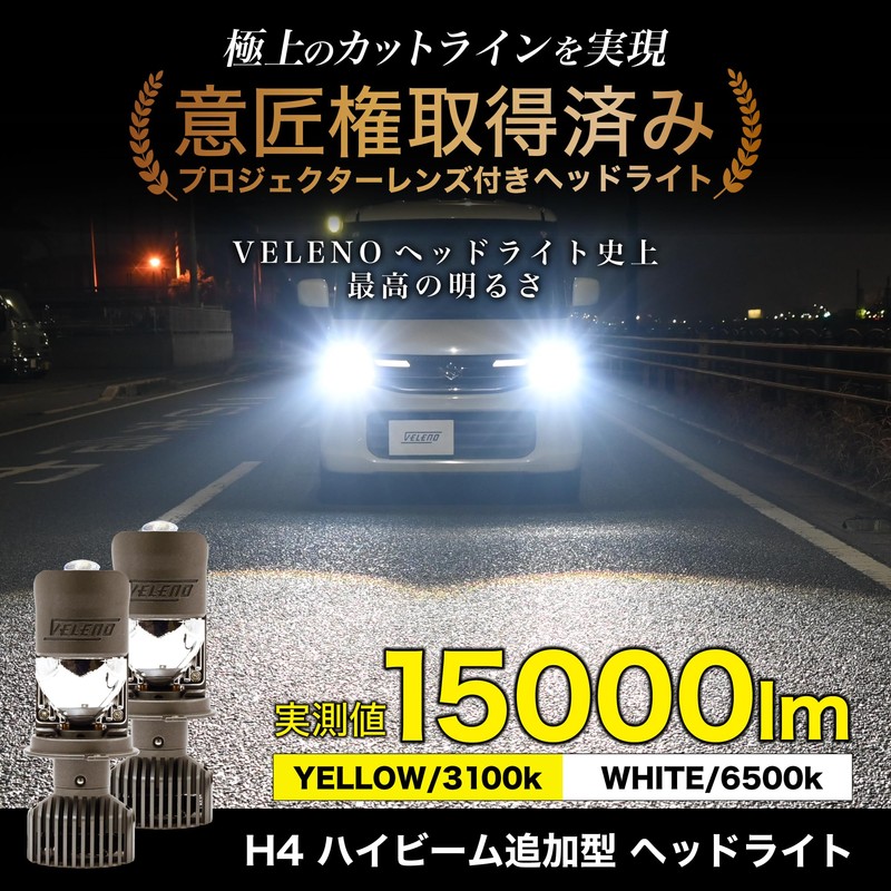 VELENO f051 H4 LED Headlight, Projector, Actual Measured Value, 15,000
