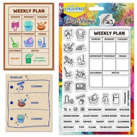 CHGCRAFT Housework Icons Clear Stamps Memos Transparent Stamps Silicone Clear Stamp Seals for DIY Scrapbooking Photo Album Decoration, 4.3x6.3 inch