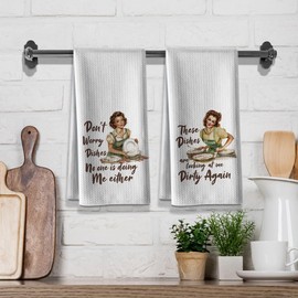 Hcaredee Dishes,Kitchen Towels,Funny Joked Themed Dishcloth,16 * 24,2Pack,Microfiber Bar Towel,Hilarious Hand Towels,High Absorbent Dish Towels,Best Gifts for Hostess New Home Mom Women Housewarming