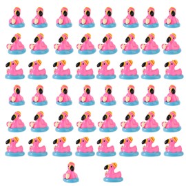 Lyreh 50pcs Mini Flamingo Resin Ducks, Summer Swim Rings Bikinis Sunglasses Small Flamingo Miniature Tiny Little Resin Animals Ornament for Dollhouse Garden Landscape Decoration DIY Crafts (Style 2)