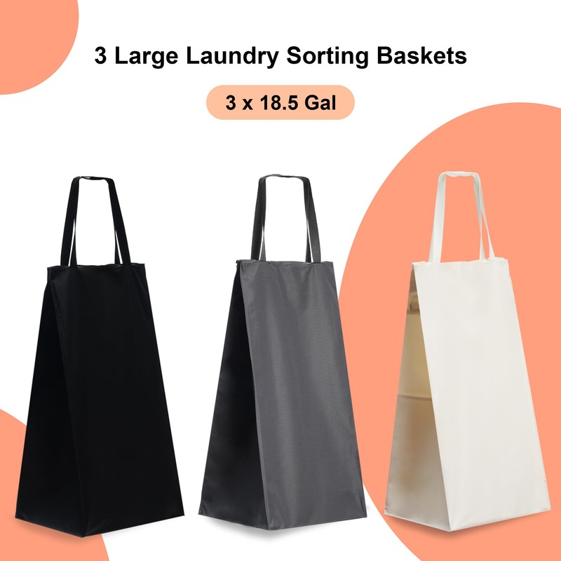Heybly Laundry Basket, 3 x 18.5 Gal Laundry Separator Hamper
