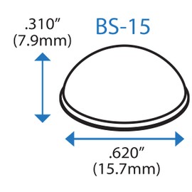 Round Self-Adhesive Rubber Bumper Feet, Stops, and Spacers .620" inches (15.7 mm) x .310" inches (7.9 mm) - 128 Pack - BS15 Clear