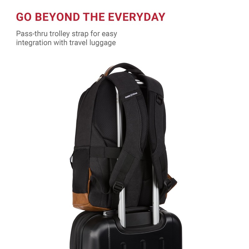SwissGear 5505 Cecil 16” Laptop Backpack Black Canvas/Brown – Daily