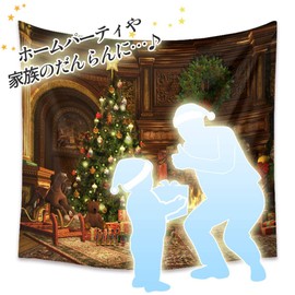 Xmas2 Christmas Tapestry, Background, Large, Stylish, Large, Fabric, Christmas Tree, Ornament, Garland, Gift, Decoration, Santa Claus, Fireplace, 70.9 x 90.6 inches (180 x 230 cm),