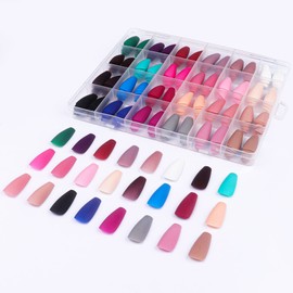 LADYING 24 Colore (576 pz) Ballerina Opaca Unghie Finte Lunghe Set,Full Cover Colorate Bara Press on Nails Con Lima per Unghie e Colla per Unghie,French Unghie Finte Adesive per Donne Nail Art
