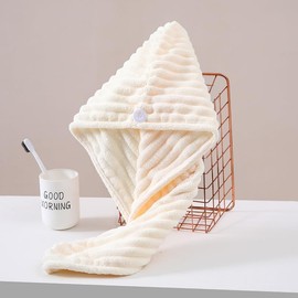 QOOQOOGE Hair Dry Towel, Dry Cap, Hair Towel, For Long Hair, Quick Drying, Lightweight, Shower Cap, Strong Water Absorbency, Towel Cap, Fuwamoko, Hair Turban, Hair Cap, For Bath