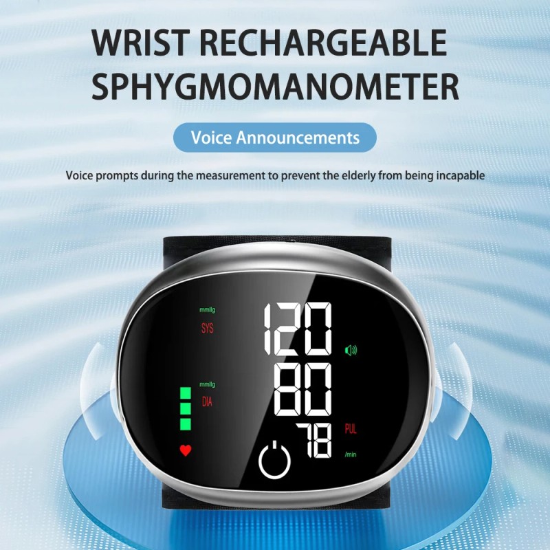 Digital Wrist Blood Pressure Monitor, Automatic BP Machine with Voice,