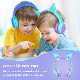 gorsun Kids Headphones with Limited Volume, Cat Ear Toddler Headphones, Wired Headphone Over Ear for Boys and Girls,Stereo Sound Foldable 3.5mm Headset for Children