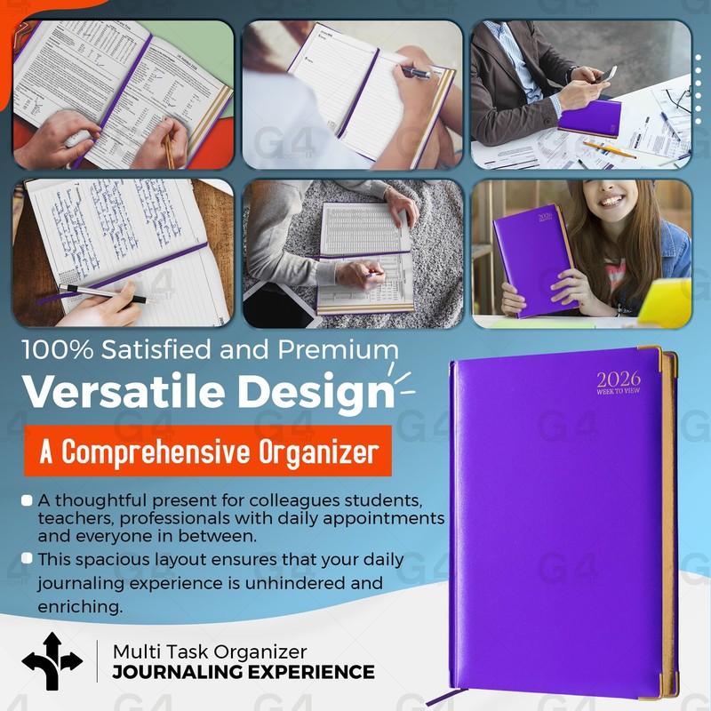 G4GADGET 2026 A4 Diary Week to View – Purple |
