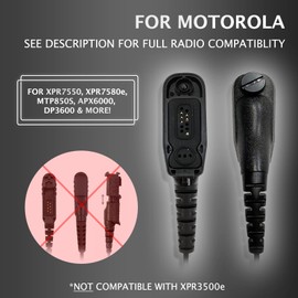 PROMAXPOWER C-Shape Swivel Earpiece Headset with PTT Button & Microphone for Motorola Two-Way Radios XPR7550e, XPR7580, XiR-P8268, MTP850, APX900, APX4000