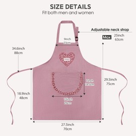 LOHYILYE Cute Kitchen Apron, Cooking Aprons for Women with Pockets, Adjustable Bib Chef Apron for Women Men