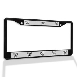Fastasticdeals Metal Insert License Plate Frame French Bulldog Silhouette Weatherproof Car Accessories Black 2 Holes Solid Insert