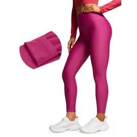 CRZ YOGA Womens High Waisted Fleece Lined Leggings 25 inches - Winter Warm Thick Thermal Soft Workout Yoga Pants Magenta Purple Medium