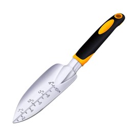 Paleta de jardín con mango ergonómico antideslizante de goma suave para plantar trasplante, deshierbe, mover y suavizar el piso (pala de pala)