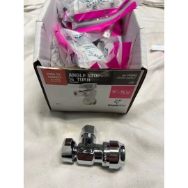 SharkBite Case of 12 SharkBite 23036 Brass Push Angle Stop Valve, 1/2 in. x 3/8 in Chrome