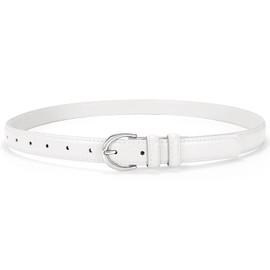 VONMELLI Women's Leather Belt For Jeans Dresses Adjustable Vintage Waist Belts For Women Fashion Leather Belt Classic Ladies Belts With Single Prong Buckle White XXL