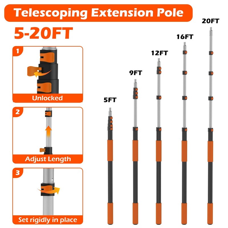 26FT Reach Cobweb Duster with Extension Pole - Spider Web