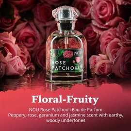NOU Rose and Patchouli Perfume – Floral Perfume with Sweet, Citrus Notes – Natural Perfume for Women with Pure Essential Oils – Fresh Smelling Perfume Rose and Patchouli Perfume – 1.7 fl oz EDP