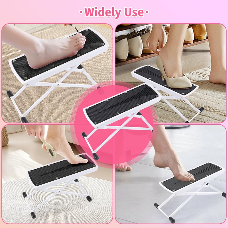 YINGJEE White Aluminum Alloy Pedicure Foot Rest, 6 Heights Adjustable