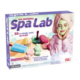 SMARTLAB Toys All Natural Spa Lab - 22Piece - 30 Soothing Spa Recipes - Includes 4 Bath Bomb Molds & 2 Lip Balm Pots