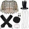 PLULON 8pcs 1920s Flapper Accessories Set Sequin Scarf Wraps Feather