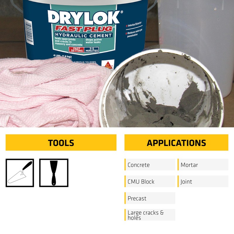 UGL DRYLOK Fast Plug Hydraulic Cement, 4 lb – Stops