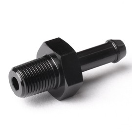 1/8" NPT Male to 1/4" Hose Barb Aluminum Adapter Fitting - Black Anodized Straight Connector