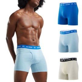 Acase Mens Underwear Boxers Briefs Cotton Stretchy Underwear Pack Compression Boxer with Pouch Breathable Brief for Men