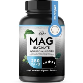 LIFE360 Glicinato de Magnesio de 280 Cpsulas con 2620 mg por porcin. Alta absorcin. Suplemento Alimenticio Mag Glycinate.                             