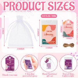 Frienda 24 Set Hand Sanitizer Spray Bulk Thank You Hand Sanitizer Travel Size with Appreciation Cards Gift Bags Pocket Spray Gifts for Women Teacher Employees Summer Holiday Back to School(White)