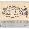 Peas Get Well Rubber Stamp, Pea pod with Thermometer