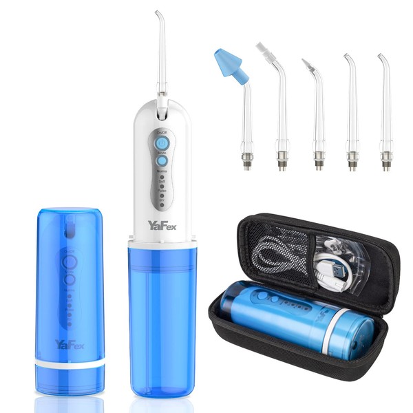 Water Dental Flosser Cordless for Teeth: Portable Oral Irrigator Rechargeable Collapsible Travel Teeth Cleaner with Case, 4 Modes with DIY, 5 Jet Tips, IPX7 Waterproof for Teeth Cleaning
