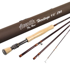 Aventik Heritage Fly Fishing Rod - American Quality and Simplicity - 4 Pieces 9FT IM8 Carbon Blank Classic Forgiving Medium Fast Action Fly Rod (9'0'' LW8)