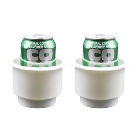 MARINE CITY ABS White Plastic Cup Holder with Center Drain, Durable Polypropylene, Ideal for Boats, Yachts, RVs & Cars (Pack of 2)