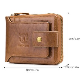 Leather Bifold Zipper Wallet for Men Travel Purse Pouch Gift BBZY