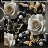 Black and Gold Luxury Aesthetic Shower Curtain, Modern Abstract Goth