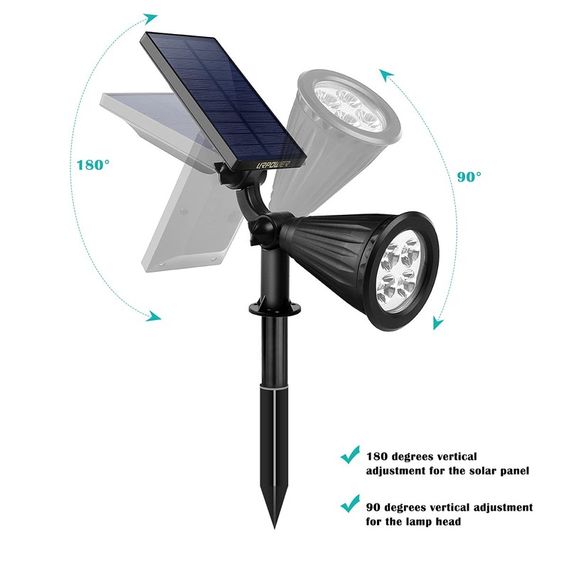 URPOWER Solar Lights Outdoor, 2-in-1 Waterproof Adjustable Solar Spotlights Outdoor