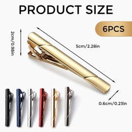 APKOL Men's Tie Clip with Gift Box, 6 Pieces Tie Clip Stainless Steel, Classic Tie Clips for Men, Tie Clip Set for Christmas, Valentine's Day, Wedding, Business, Father's Day Gift, copper, Coral