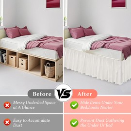 Twin XL Dorm Bed Skirt,32" Long Drop College Dorm Room Bed Skirt,100% Microfiber Pre-Shrunk Fabirc,Lovely Ruffled Style,Anti Wrinkle and Machine Washable,White