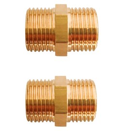 D&DHardware Double Nipple 3/8 Inch Brass Male Thread, Connector AG/AG Thread Fitting, Double Nipple Brass Fittings Suitable for Drinking Water Pack of 2