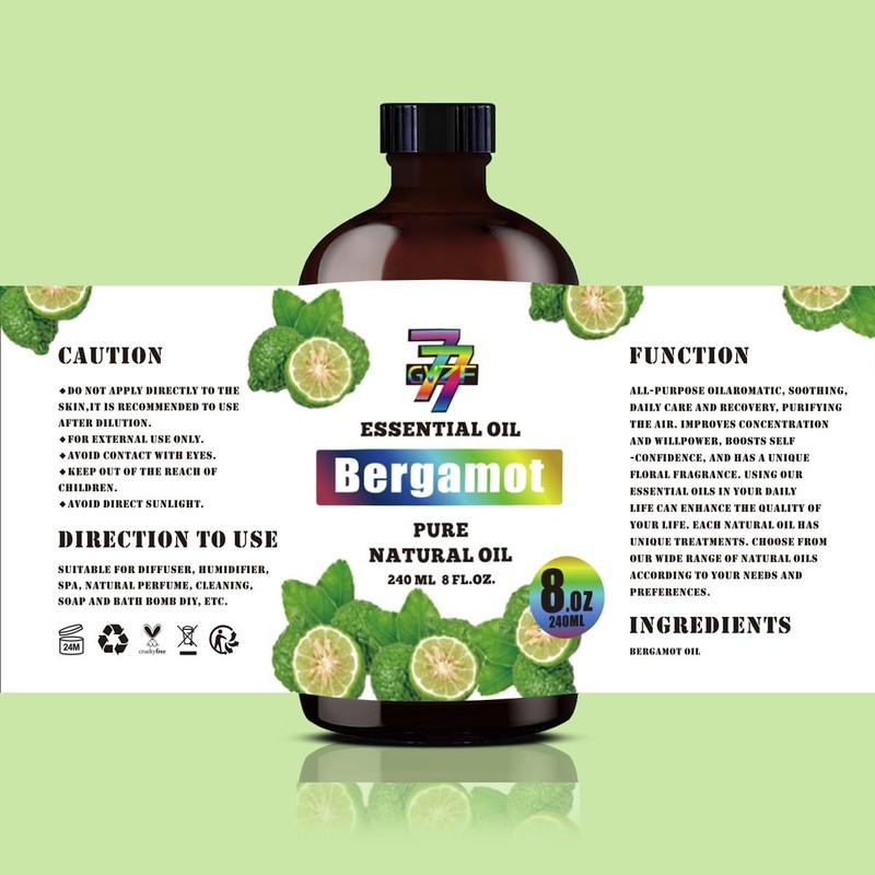 GV77ZF Bergamot Essential Oil (8 oz / 240 ml) C