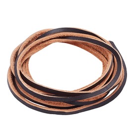 PH PandaHall 1 Roll, Approx. 6.6 ft (2 m), Wrap Cord, Leather Cord, Width 0.1 inch (3 mm), String, Flat Cord, Leather Strap, Material, Leather Rope, Belt, Bag, Neckless, Bracelets, Smartphone,