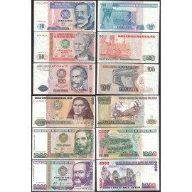 Lot (6 Pcs ) PERU SET 10, 50, 100, 500, 1000, 5000 INTIS 1987 1988 1989 NEW-UNC