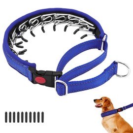 Martingale No Pull Dog Collar for Large Medium Small Dogs, Heavy Duty Nylon Reflective Adjustable Anti Pull Slip Collar with Buckle for Training Walking M Dark Blue