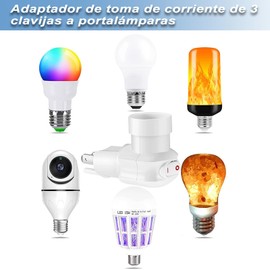 MOSU Enchufe de luz enchufable,Adaptador de extensión de Enchufe E26/E27 con Interruptor,Toma de Corriente de 3 Clavijas a Enchufe Giratorio de 360°,Adecuado para porches,Patios,garajes(Pack de 2)