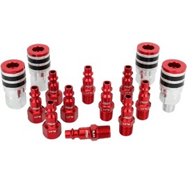 Colorfit by Milton Coupler & Plug Kit (M-Style) with Rubber Bumpers – 1/4" NPT Quick Connect Hose Fittings for Air Tools & Compressors - 14-Piece