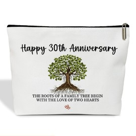 30th Wedding Anniversary Makeup Bag for Women 30 Year Anniversary Wedding Gift for Her Couples Wife Girlfriend Mom Thirty Years of Marriage Travel Toiletry Cosmetic Bag Zipper Organizer Pouch -FS365