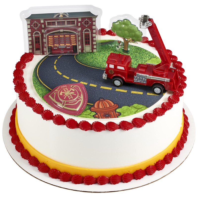 Fire Truck and Station DecoSet Cake Decoration